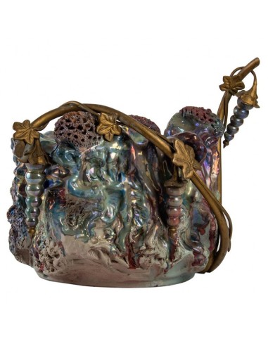 Coprivaso in ceramica Art Nouveau e...