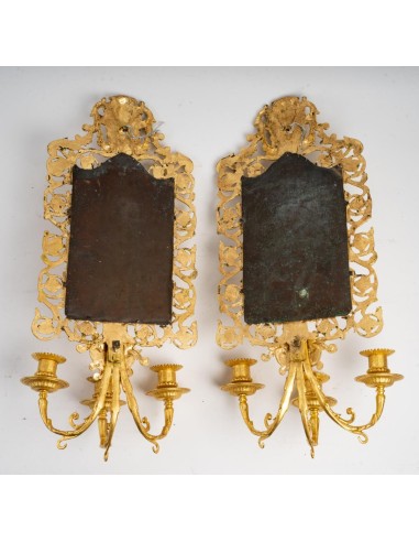 Pair of gold bronze mirrors