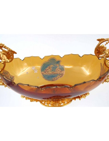 Copa de cristal de Bohemia en ámbar