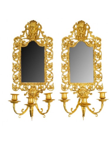 Coppia di specchi in bronzo oro
