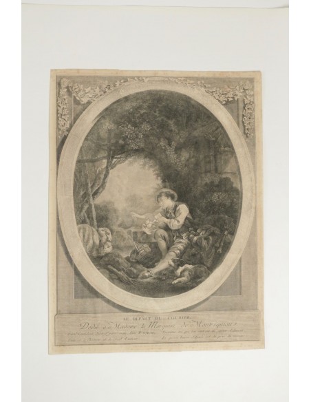 Steel Engraving from the 19th Century “ Le Depart Du Courier”