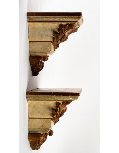 Coppia di staffe a parete in legno