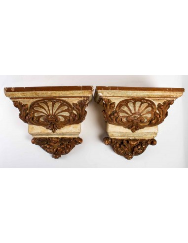 Coppia di staffe a parete in legno