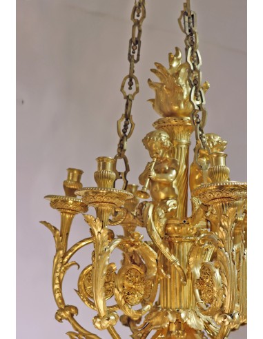 Golden bronze lustre with six lights