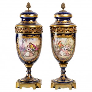 Pair of covered vases in...