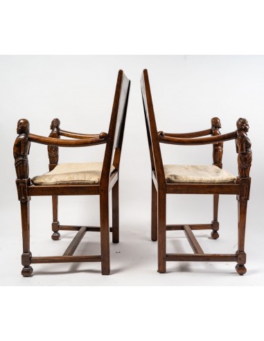 Pair of neo-gothic Solid Walnut...