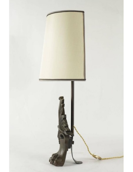 Lamp mounted on cast-iron tub stand