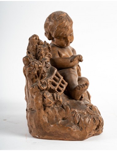 兵马俑雕塑 "L'Enfant à l'oiseau"，路易十五风格，20...