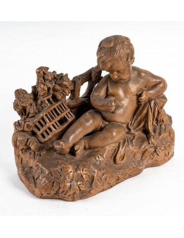 兵马俑雕塑 "L'Enfant à l'oiseau"，路易十五风格，20...