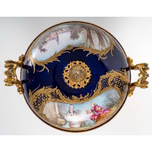 Blu porcellana bonbone montato in bronzo dorato, alveari, france, xixth secolo, epoca napoleonica iii 2