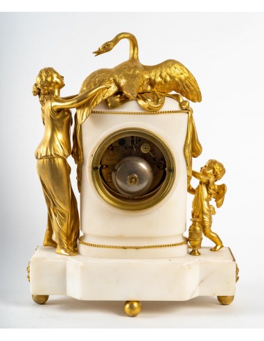 Relógio em bronze dourado e mármore,...