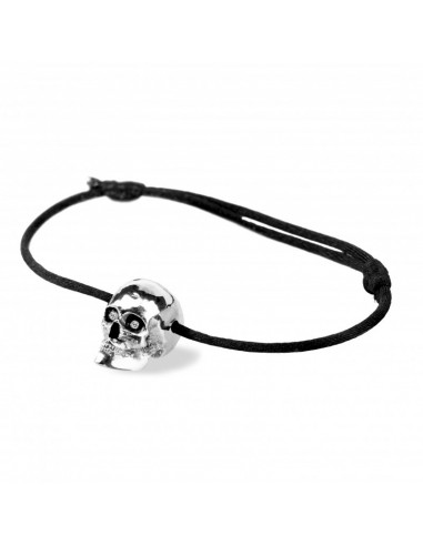 Bracciale, testa di morte, argento massiccio, 2 diamanti bianchi