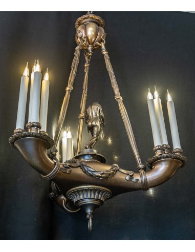Lustre en bronze au joueur de flûte