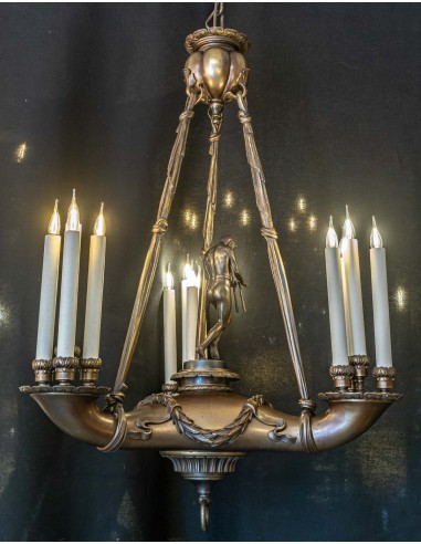 Lustre en bronze au joueur de flûte