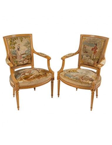 Pair of Cabriolet armchairs (ang.). Ludwik XVI styl antyków, projektowanie, dekoracja, luksus, galeria sztuki, księgozbiór, styl