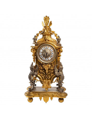 Antique Gilt Bronze Clock, Late 19th...