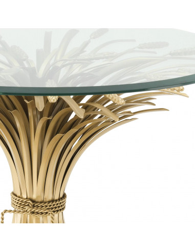 Mesa de centro, acabamento dourado e...