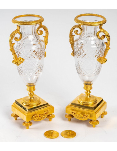 Chaminé de bronze dourado e cristal...