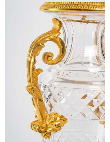 Chaminé de bronze dourado e cristal...