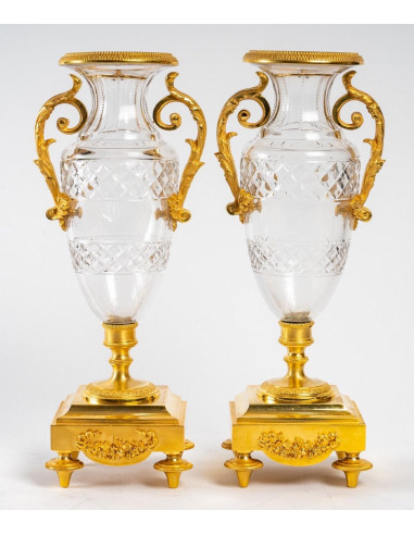 Chaminé de bronze dourado e cristal...