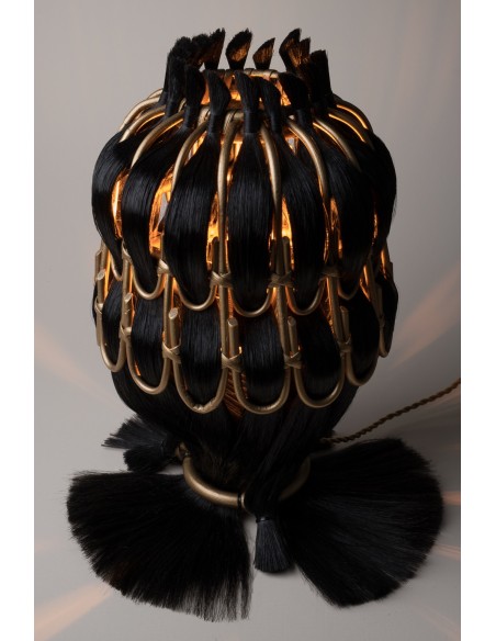 Lampe à Poser en Rotin et Fibres Synthétiques, Pièces Unique Réalisées par l'Artiste Micki Chomocki