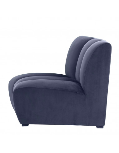 休闲椅，午夜蓝色天鹅绒或白色织物装饰，黑色椅腿