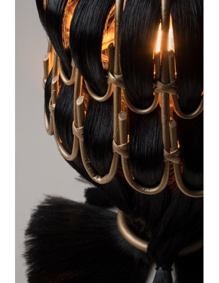 Lampe à Poser en Rotin et Fibres Synthétiques, Pièces Unique Réalisées par l'Artiste Micki Chomocki