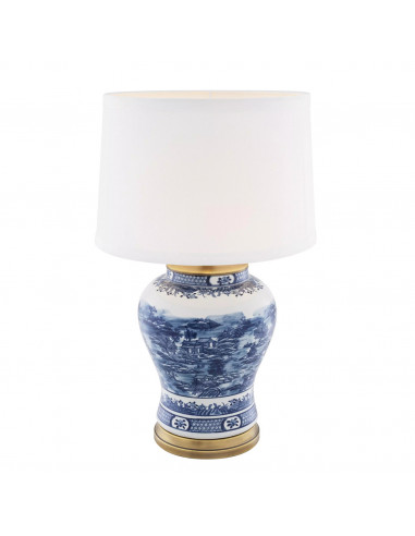 Lampe de table, céramique bleue et...