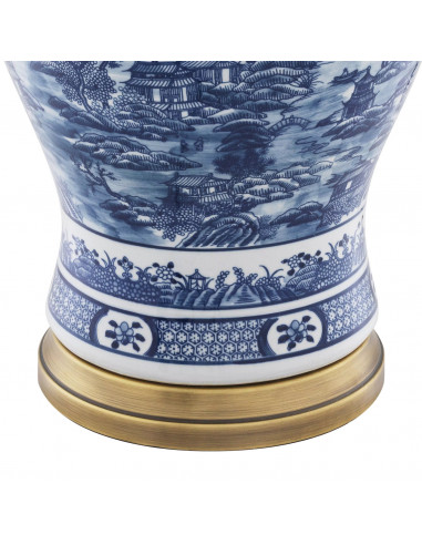 Lampe de table, céramique bleue et...