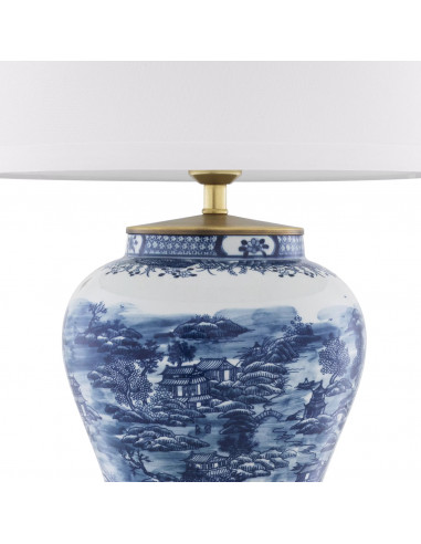 Lampe de table, céramique bleue et...