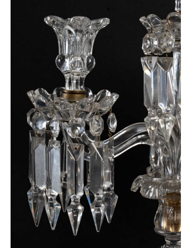 一对巴卡拉水晶烛台，20 世纪早期