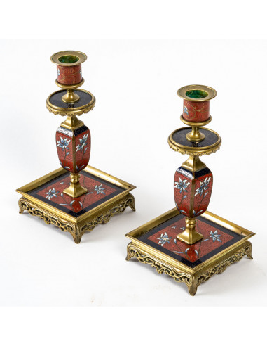 Cloisonné bronze desk set, 19th century