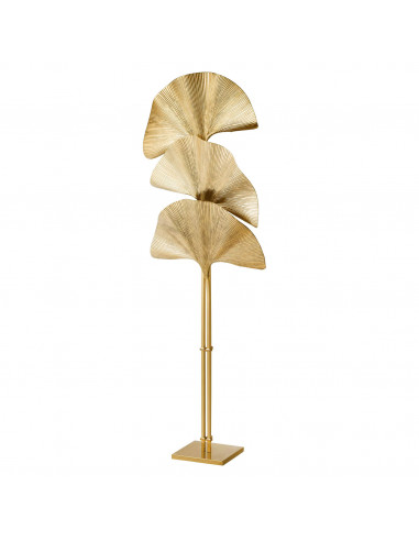 Floor lamp, polished brass, ginkgo...