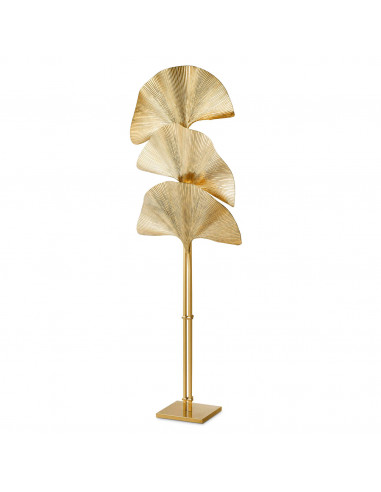 Floor lamp, polished brass, ginkgo...