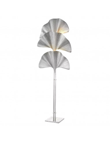 Floor lamp, polished brass, ginkgo...