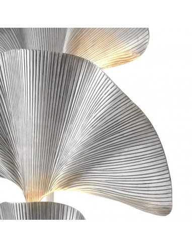 Vloerlamp, gepolijst messing, ginkgo...