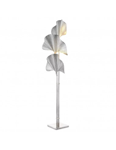 Floor lamp, polished brass, ginkgo...