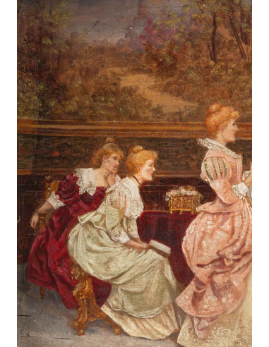 Par de pinturas "vida parisiense"
