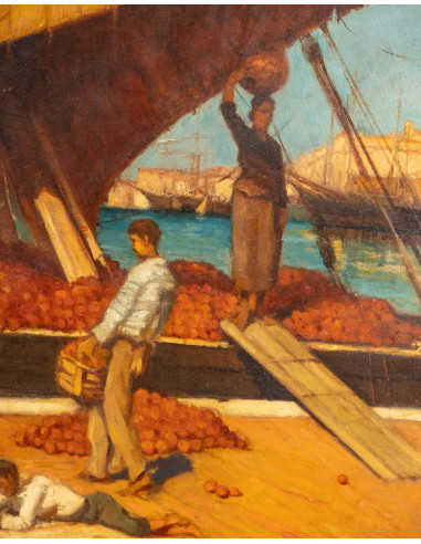Comerciantes laranja na costa...