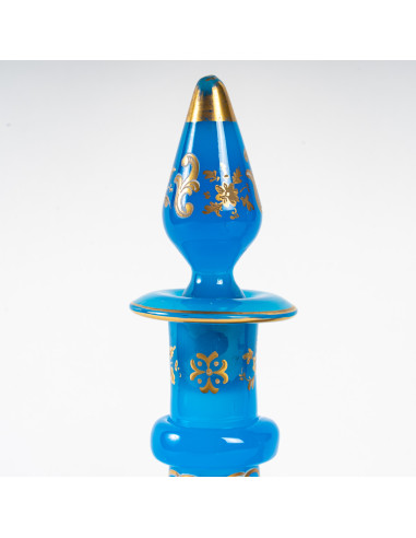 Blue opaline goblet and lid, 19th...