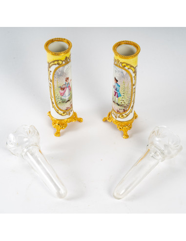 Par de porcelana e bronze dourado,...