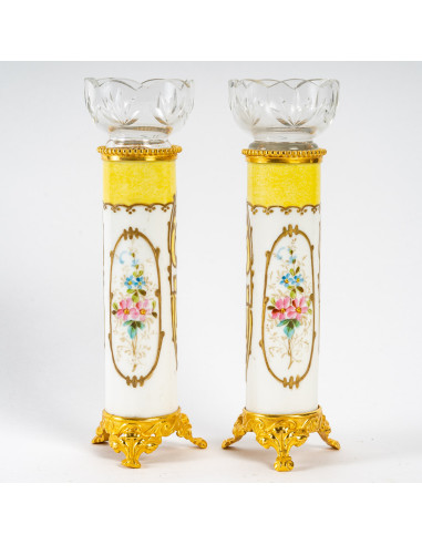 Par de porcelana e bronze dourado,...