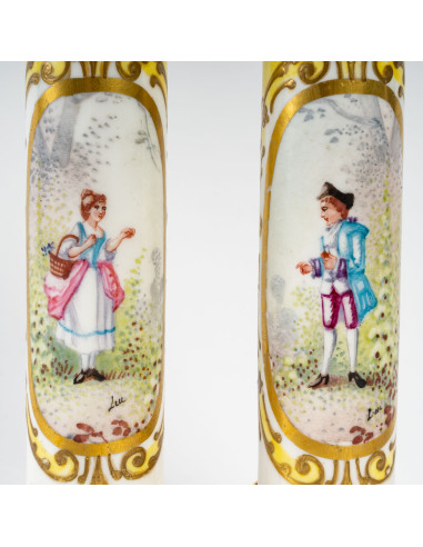 Par de porcelana e bronze dourado,...