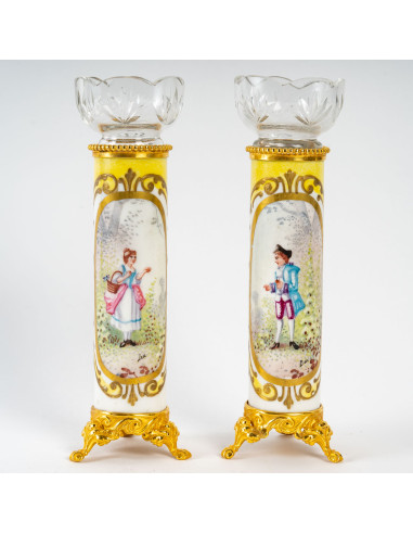 Par de porcelana e bronze dourado,...