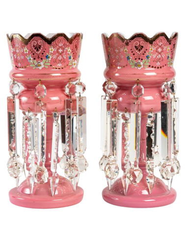 Paire de Porte Ananas en Opaline...