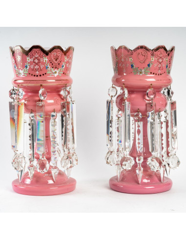Paire de Porte Ananas en Opaline...