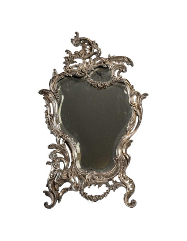 Miroir de table en bronze argenté,...