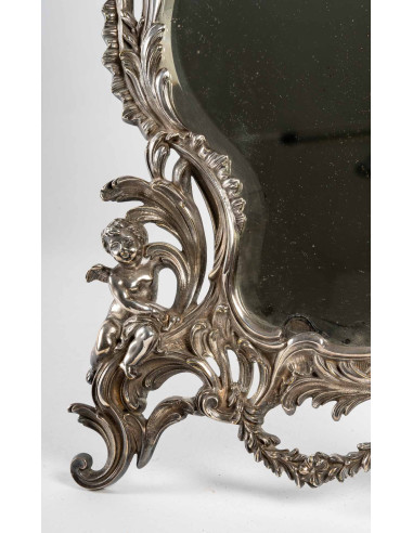 Miroir de table en bronze argenté,...