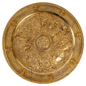Bandeja de bronce dorado,...