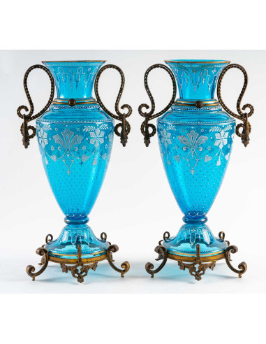 Paire de vases en cristal de Bohême